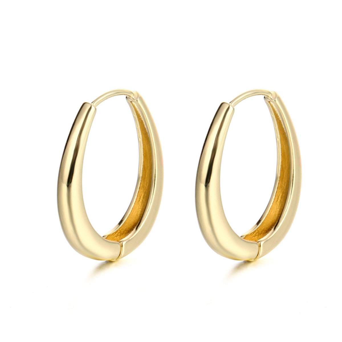 18K Gold-Plated Ellipse Huggie Earrings