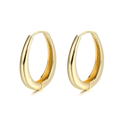 18K Gold-Plated Ellipse Huggie Earrings