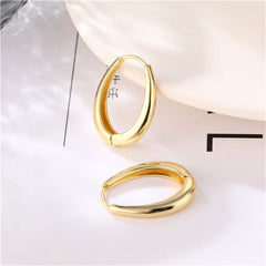 18K Gold-Plated Ellipse Huggie Earrings