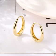 18K Gold-Plated Ellipse Huggie Earrings