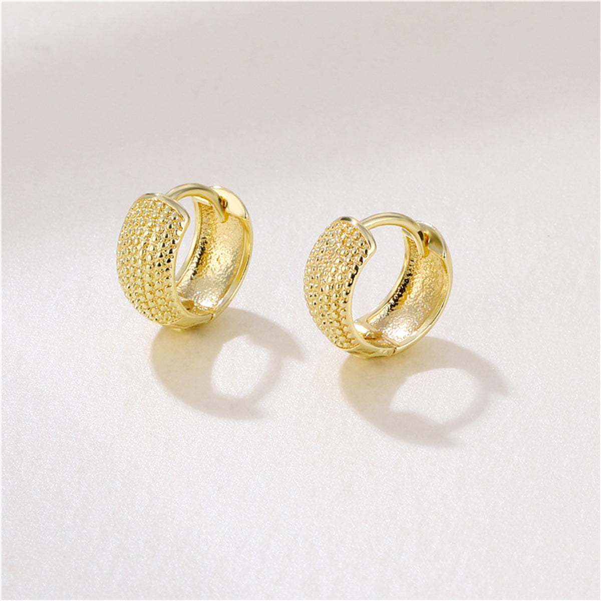 18K Gold-Plated Texture Huggie Earrings