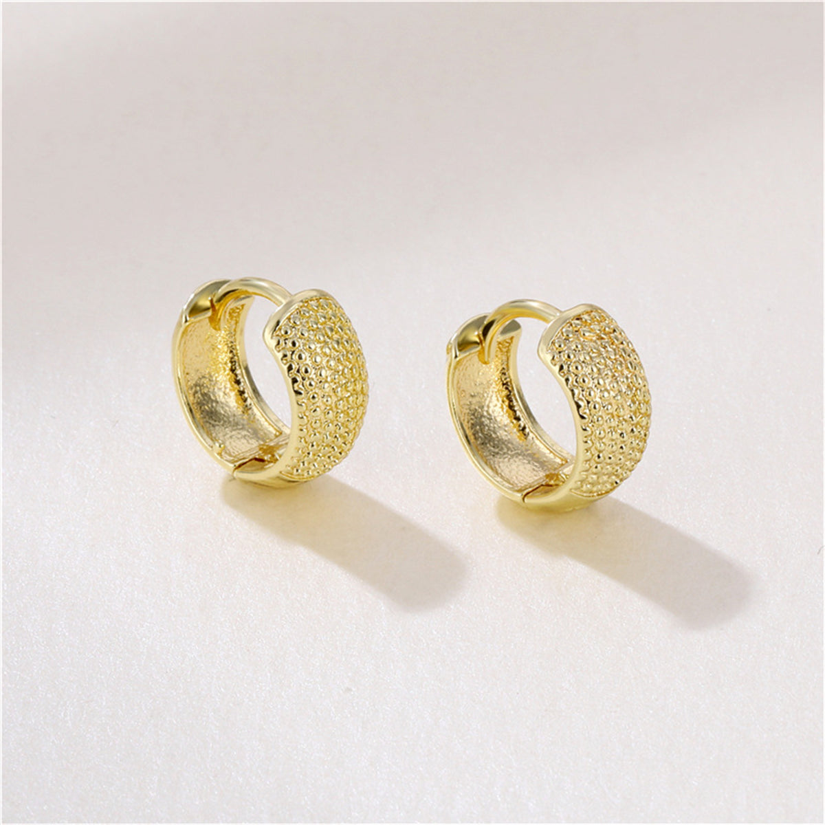 18K Gold-Plated Texture Huggie Earrings