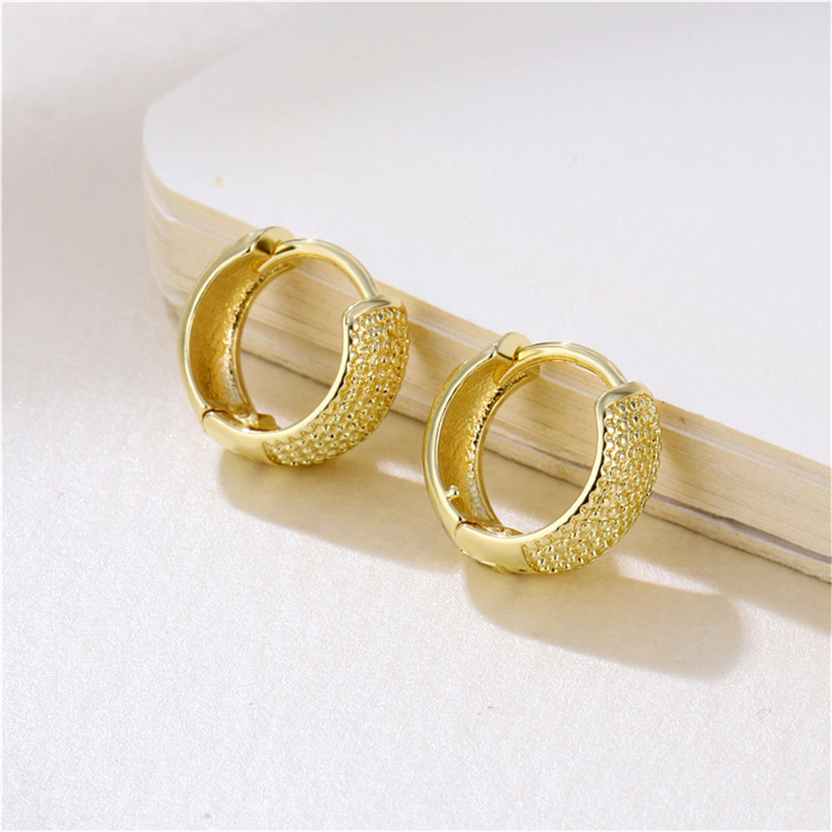 18K Gold-Plated Texture Huggie Earrings