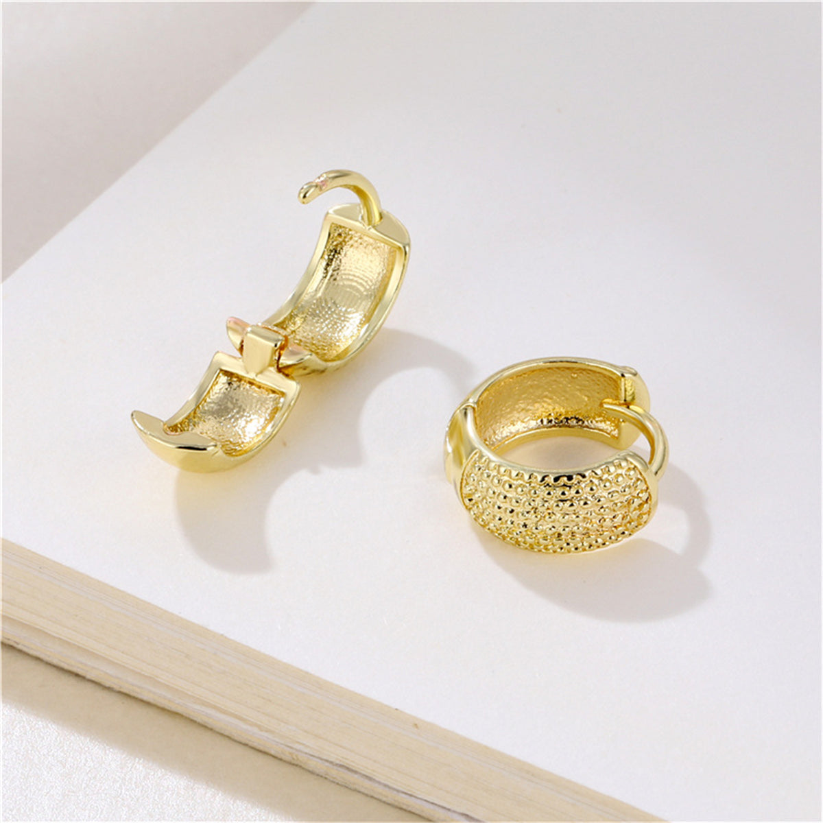 18K Gold-Plated Texture Huggie Earrings