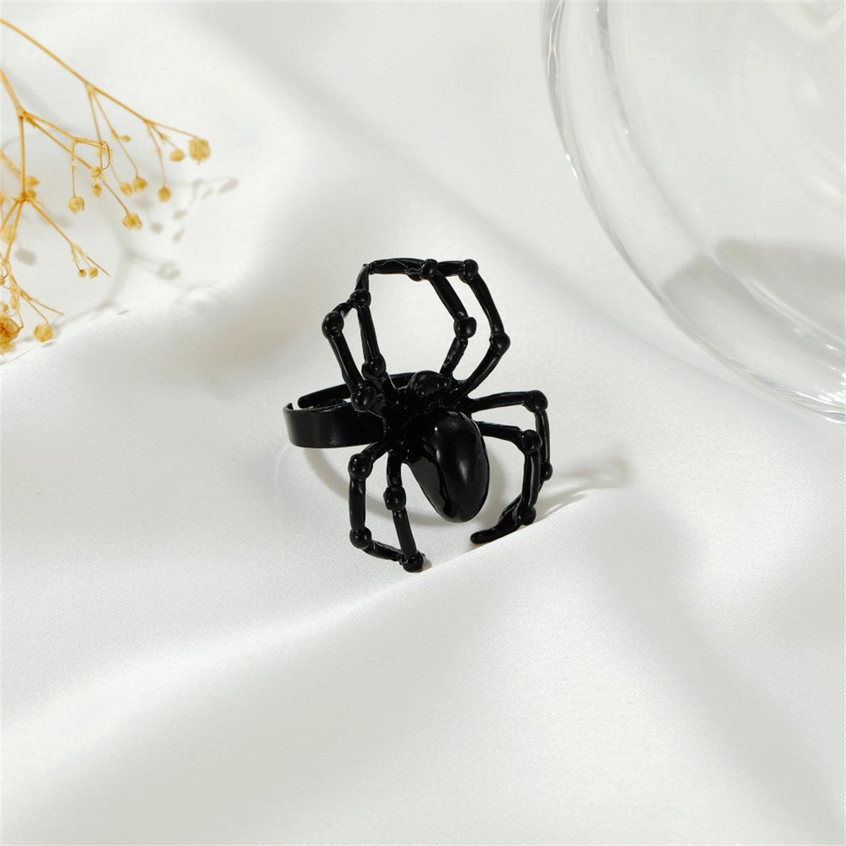 Black-Plated Spider Adjustable Ring