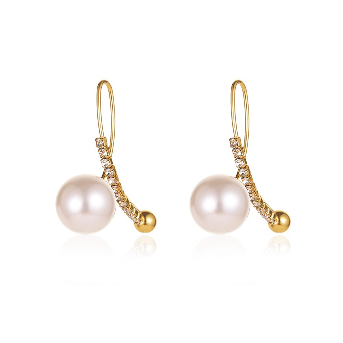 Pearl & Cubic Zirconia 18K Gold-Plated Threader Earrings