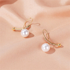 Pearl & Cubic Zirconia 18K Gold-Plated Threader Earrings