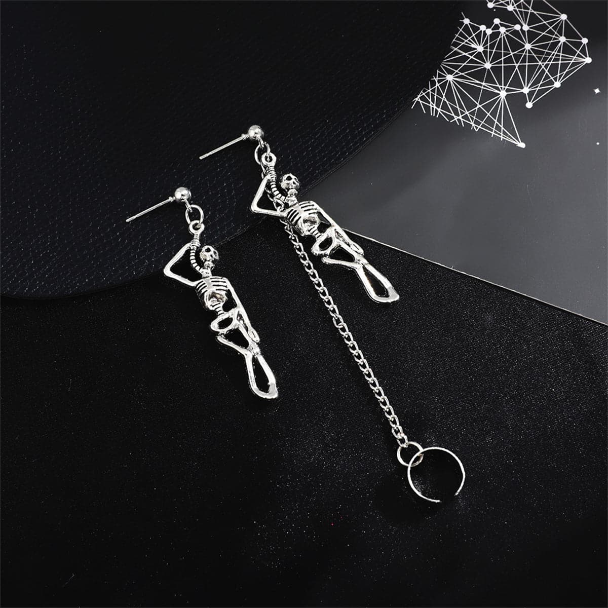 Silver-Plated Skeleton Drop Earrings