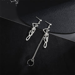 Silver-Plated Skeleton Drop Earrings