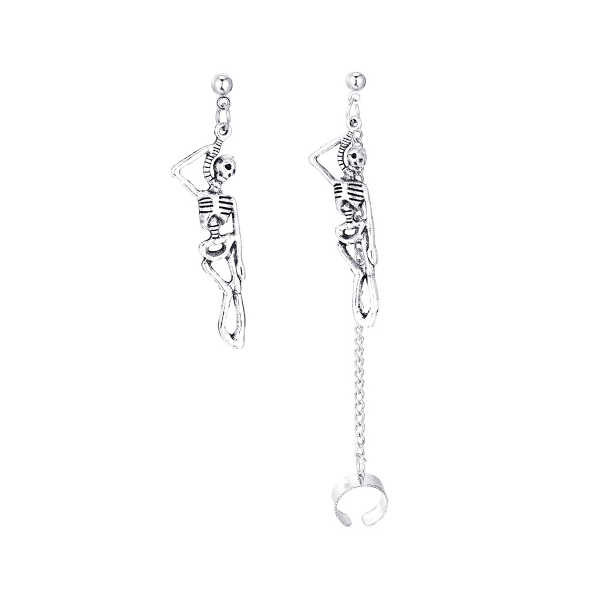 Silver-Plated Skeleton Drop Earrings