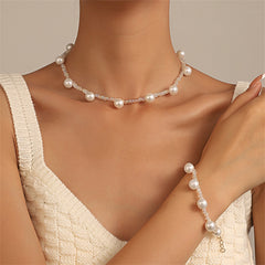 Pearl & Acrylic 18K Gold-Plated Necklace & Bracelet Set