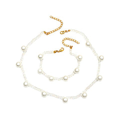 Pearl & Acrylic 18K Gold-Plated Necklace & Bracelet Set