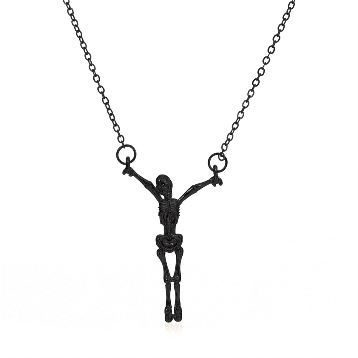 Black Hanging Skeleton Pendant Necklace