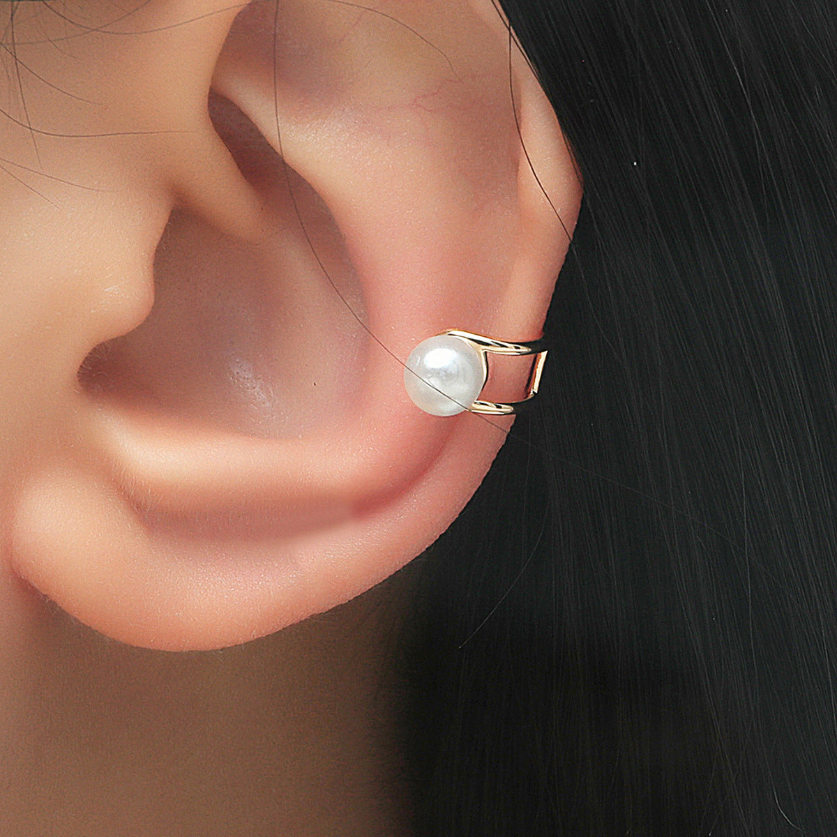 Pearl & 18K Gold-Plated Layered Ear Cuffs