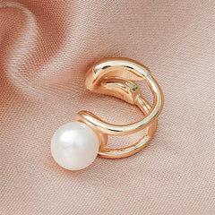 Pearl & 18K Gold-Plated Layered Ear Cuffs