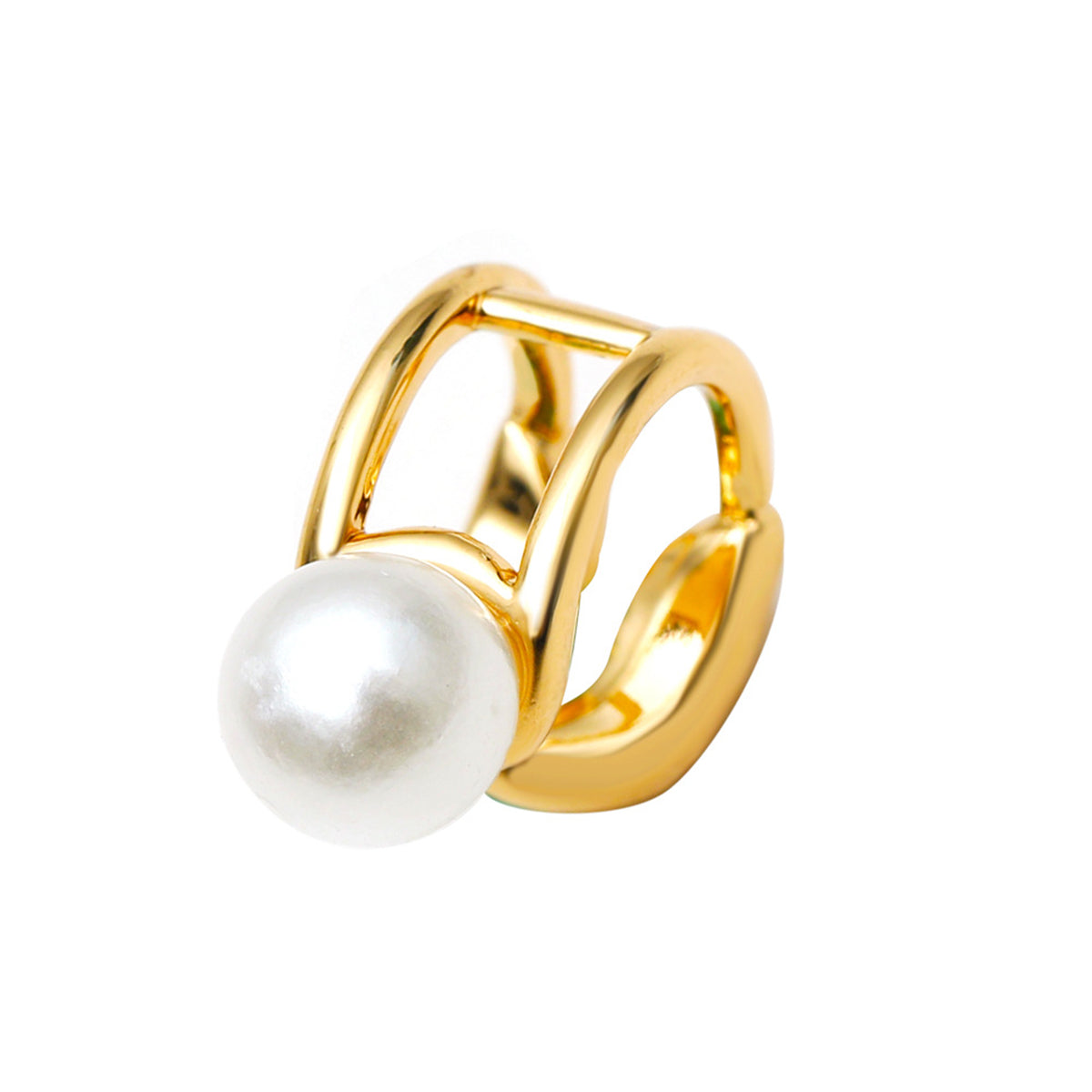 Pearl & 18K Gold-Plated Layered Ear Cuffs