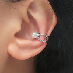 Pearl & Silver-Plated Layered Ear Cuff