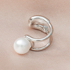 Pearl & Silver-Plated Layered Ear Cuff