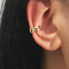 Eye-catching 18K gold-plated ear cuff with a trendy chain link design, perfect for making a bold fashion statement.