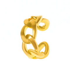 Fashionable gold ear cuff with a contemporary chain link pattern, made from 18K gold plating for a striking accessory.