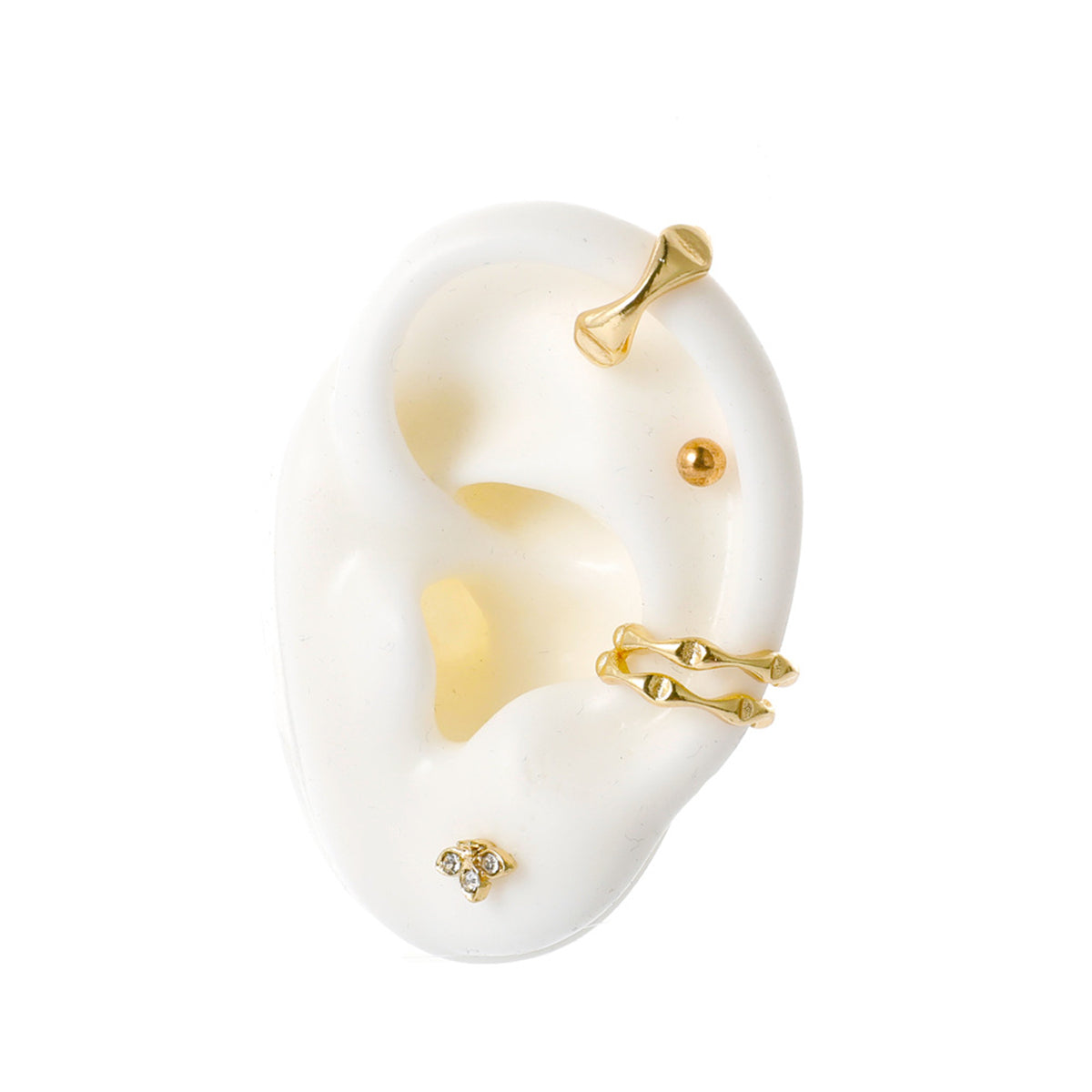 Cubic Zirconia & 18K Gold-Plated Butterfly Ear Cuff Set