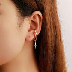 Cubic Zirconia & 18K Gold-Plated Star Charm Ear Cuff