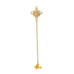 Cubic Zirconia & 18K Gold-Plated Star Planet Ear Cuff