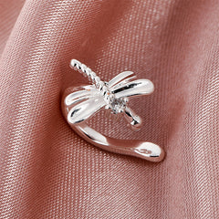 Cubic Zirconia & Silver-Plated Dragonfly Ear Cuff