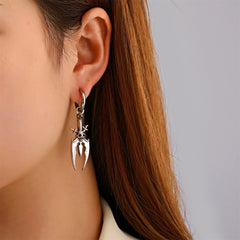 Silver-Plated Skull Trident Drop Earrings