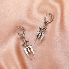 Silver-Plated Skull Trident Drop Earrings