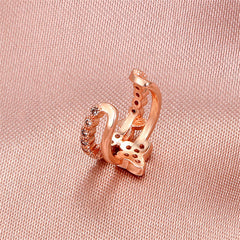 Cubic Zirconia & 18K Rose Gold-Plated Butterfly Layered Ear Cuffs