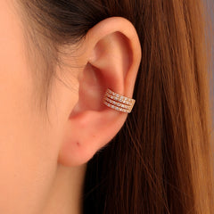 Cubic Zirconia & 18K Gold-Plated Layered Ear Cuff