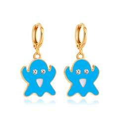 Blue Enamel & Cubic Zirconia 18K Gold-Plated Ghost Huggie Earrings