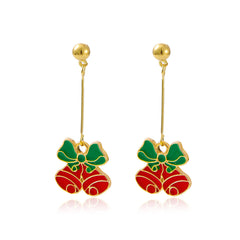 Red & Green Enamel Bell Chain Drop Earrings