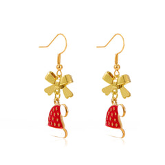 Red Enamel & 18K Gold-Plated Bow Santa Hat Drop Earrings