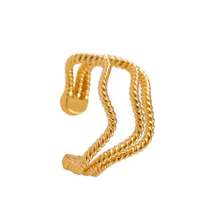 18K Gold-Plated Twine Layered Ear Cuff