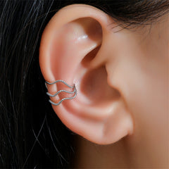 Silver-Plated Twine Layered Ear Cuffs