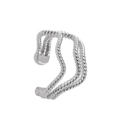 Silver-Plated Twine Layered Ear Cuffs