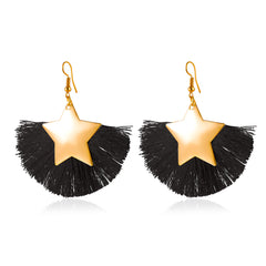 Black Polyster & 18K Gold-Plated Star Fan Drop Earrings