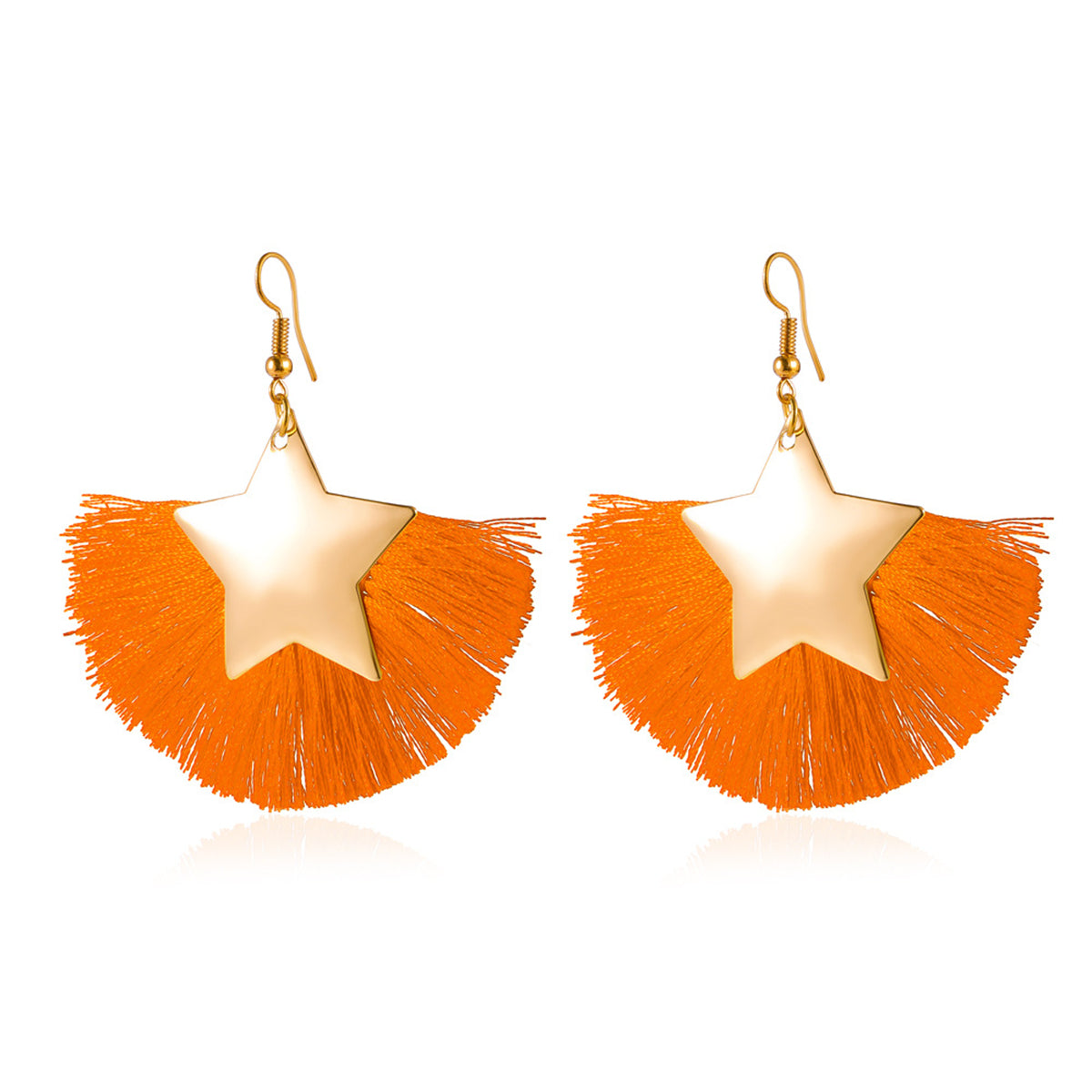 Orange Polyster & 18K Gold-Plated Star Fan Drop Earrings