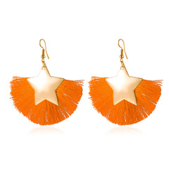 Orange Polyster & 18K Gold-Plated Star Fan Drop Earrings