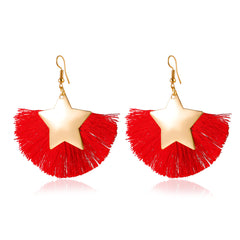 Red Polyster & 18K Gold-Plated Star Fan Drop Earrings