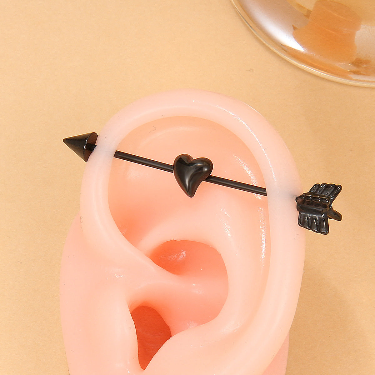 Black Heart & Arrow Ear Cuff