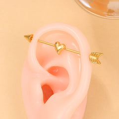 18K Gold-Plated Heart & Arrow Ear Cuff