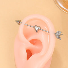 Silver-Plated Heart Arrow Ear Cuffs