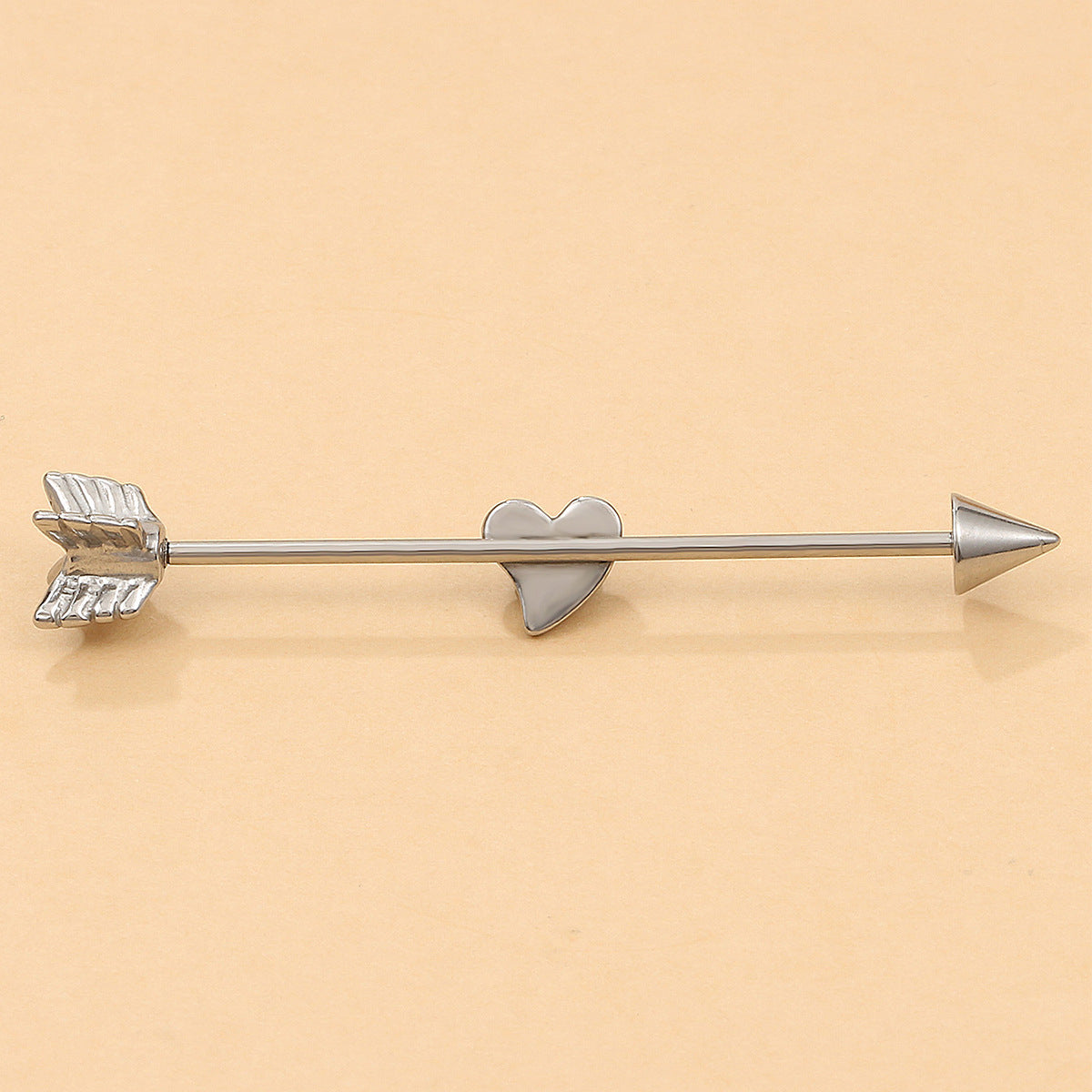 Silver-Plated Heart Arrow Ear Cuffs