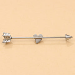 Silver-Plated Heart Arrow Ear Cuffs