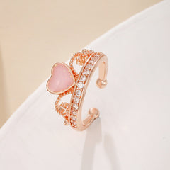 Pink Enamel & Cubic Zirconia Heart Ear Cuffs