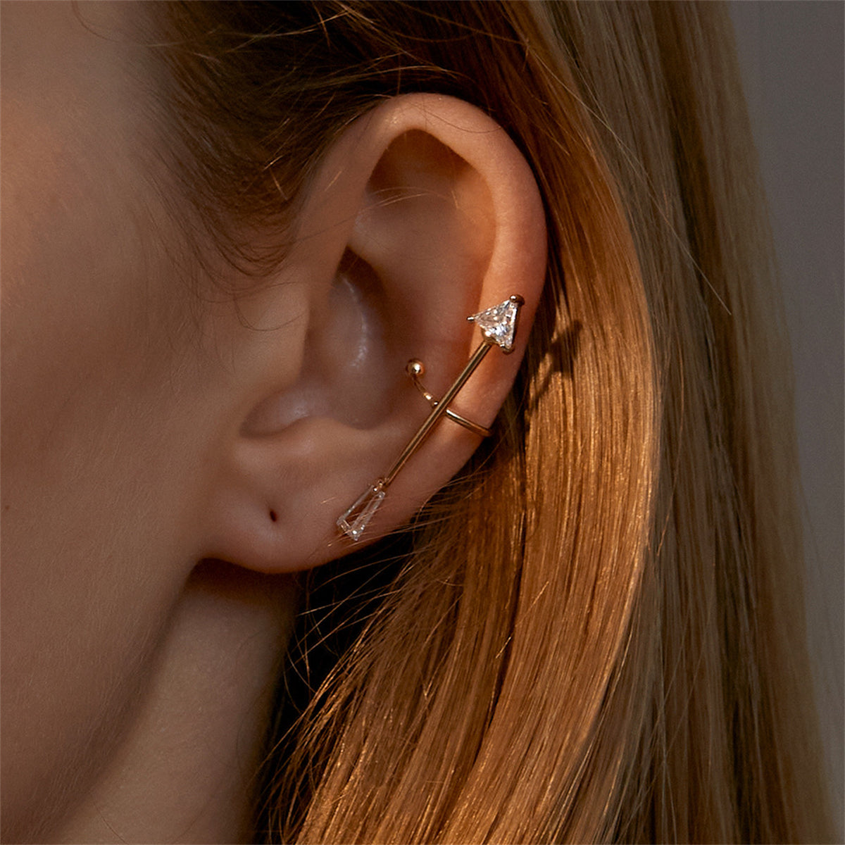 Crystal & 18K Gold-Plated Arrow Ear Cuff