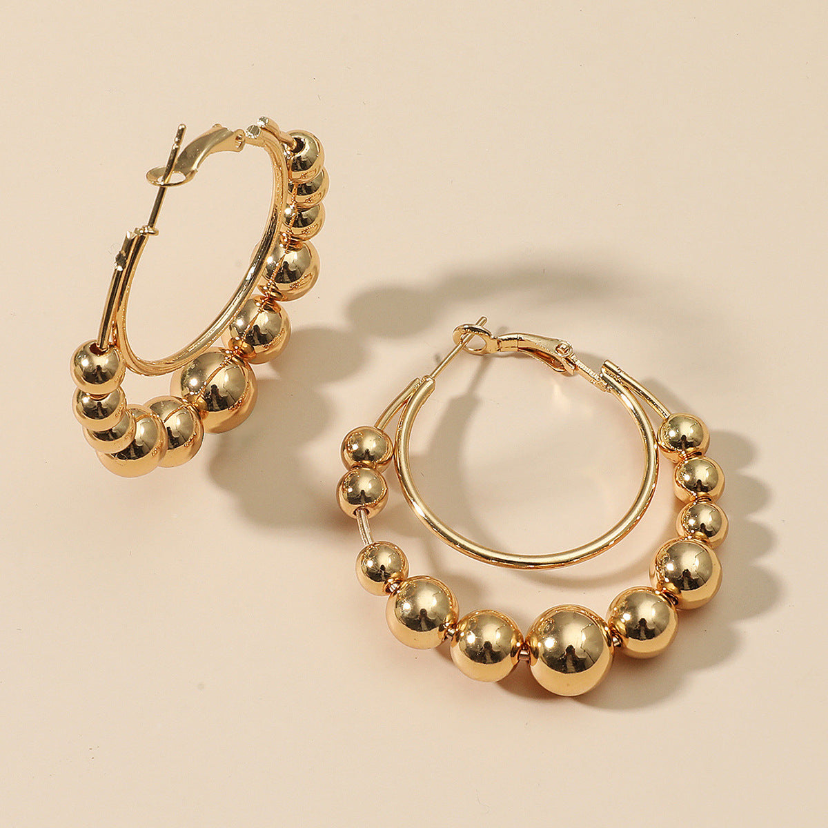 18K Gold-Plated Beaded Layered Hoop Earrings